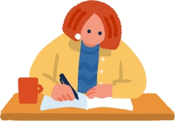 勉強している女性のイラスト