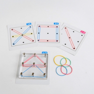 輪ゴムとピンで図形を作る教具